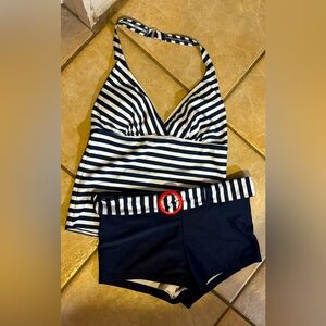 Mod scooter mcm sailor swimsuit nautical retro  pin up M